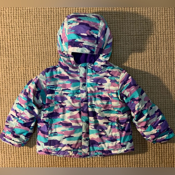 Columbia Girls Toddler Kids 2T Hooded Winter Coat Jacket EUC Purple Teal - Picture 1 of 6